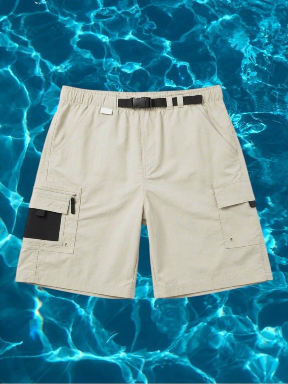 Bimini Bay Casual Classic Preppy Coastal Khaki Minimalist Cargo Swim Trunks M